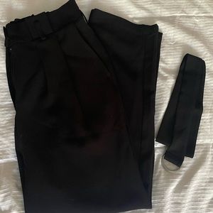 Black straight legged slacks